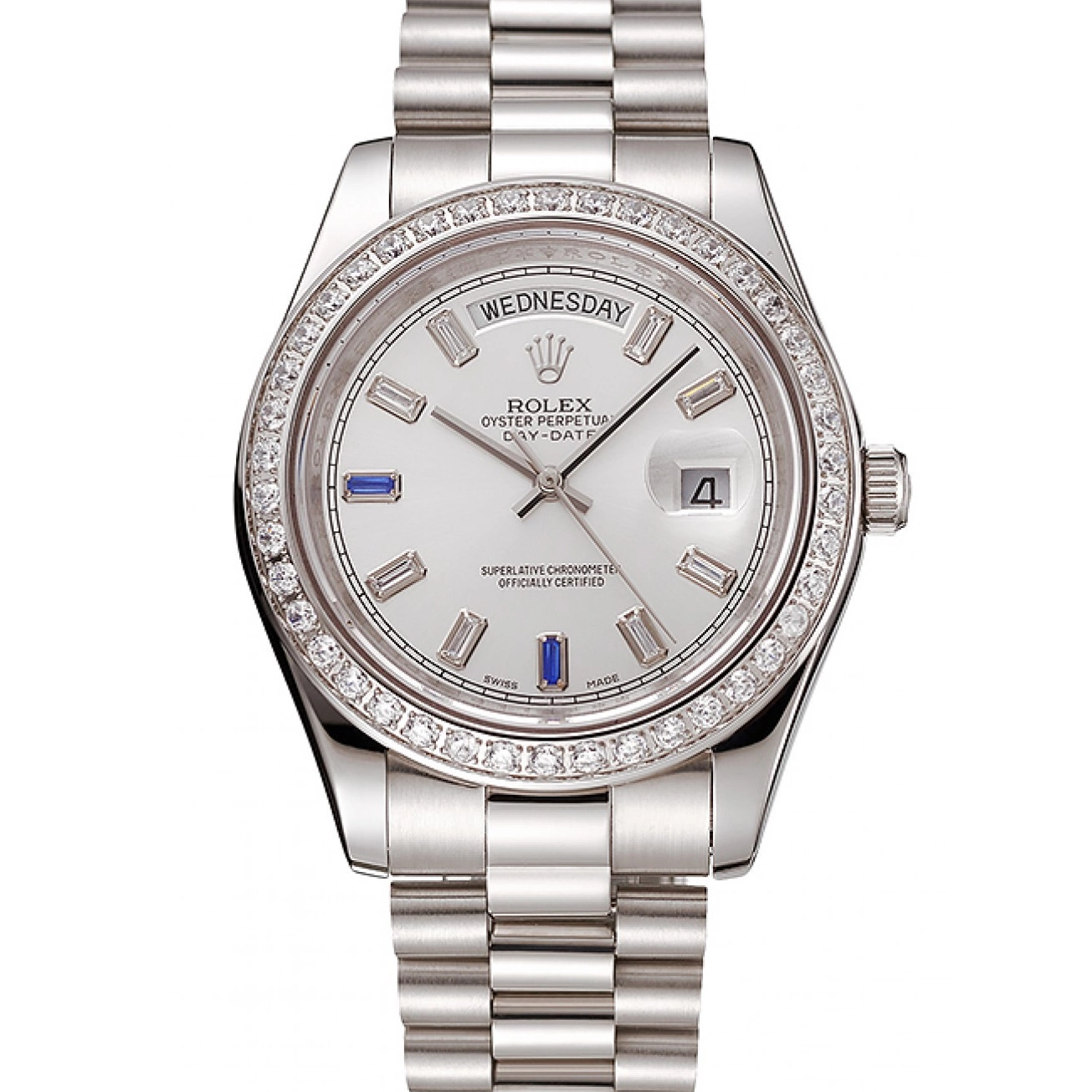 Bezel Diamonds Rolex Steel Staineless 1454109 Bracelet Swiss Day-Date 0802